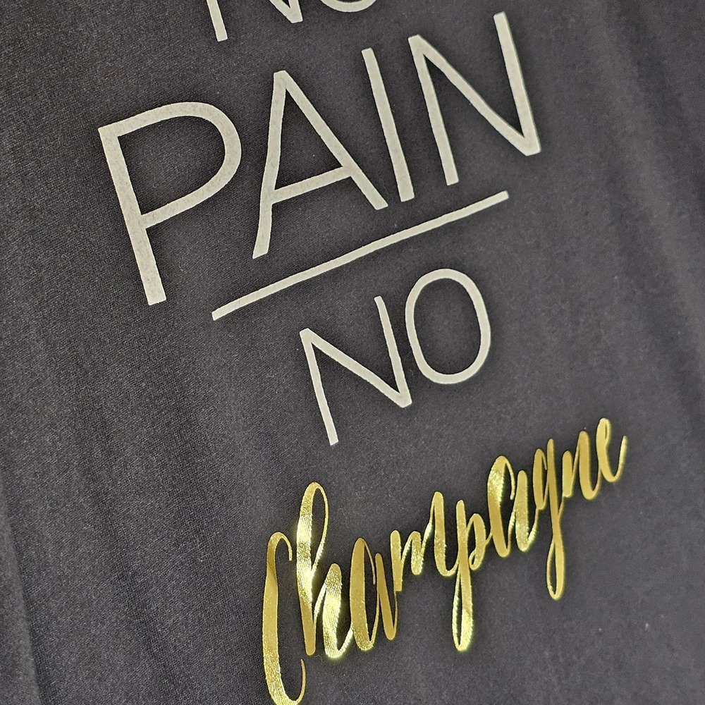 Zelos Shirt Womens Medium Black No Pain No Champagne Graphic Tee Top Workout - Picture 4 of 11